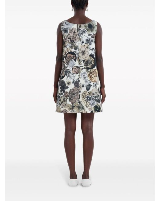 Marni Gray Floral-print A-line Minidress