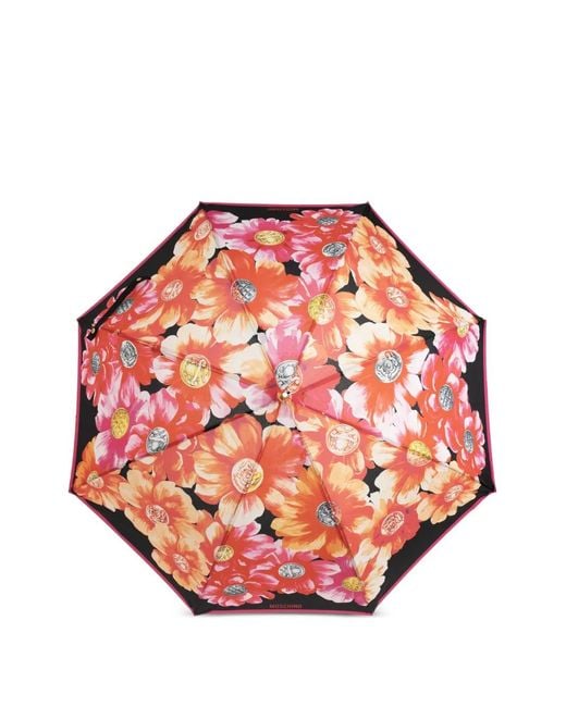 Moschino Pink Floral-Motif Umbrella