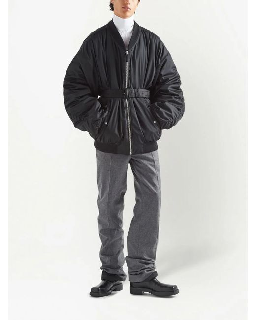 Prada Black Belted Bomber Jacket - Men's - Recycled Nylon for men