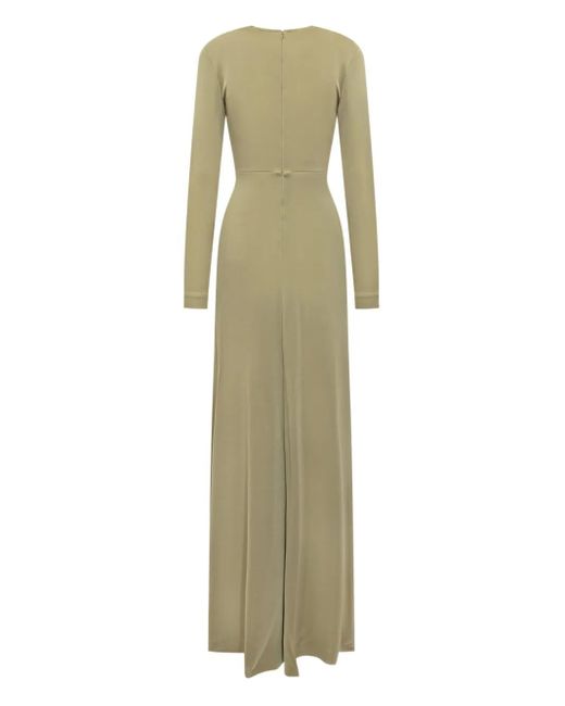 Victoria Beckham Green V-Neck Embellished Gown
