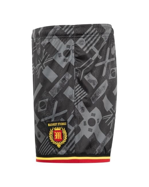 Market Gray Smiley International Flags Flag-Print Football Shorts for men