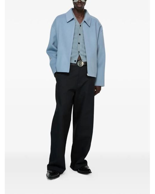Acne Blue Zip-Up Wool Jacket for men