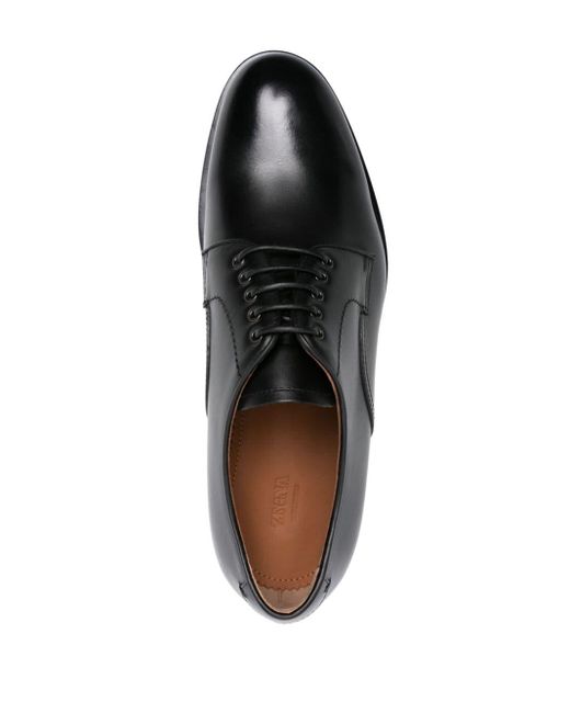 Zegna Black Lace-up Patent Leather Derby Shoes for men