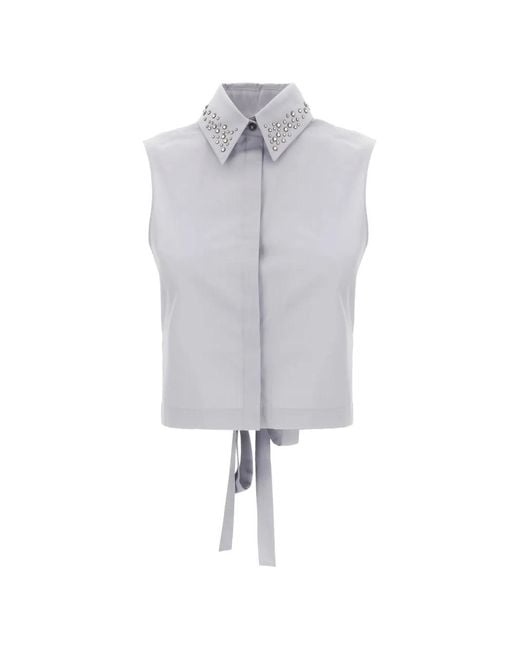 Iceberg Gray Stud-Embellished Sleeveless Shirt