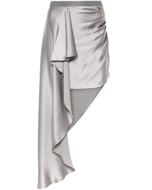 Elisabetta Franchi Gray Asymmetric-design Satin Skirt