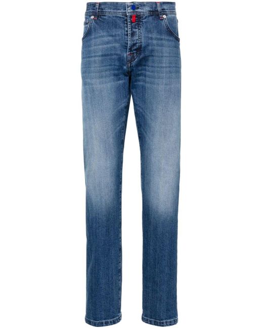 Kiton Blue Mid-rise Slim-cut Jeans for men