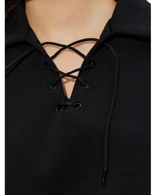 IRO Black Lace-Up Polo Top