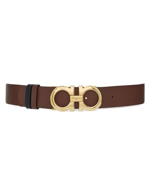 Ferragamo Brown Reversible And Adjustable Gancini Belt