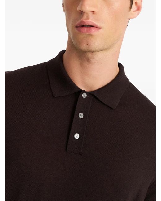 Pringle of Scotland Black Polo-Collar Merino Wool Sweater for men