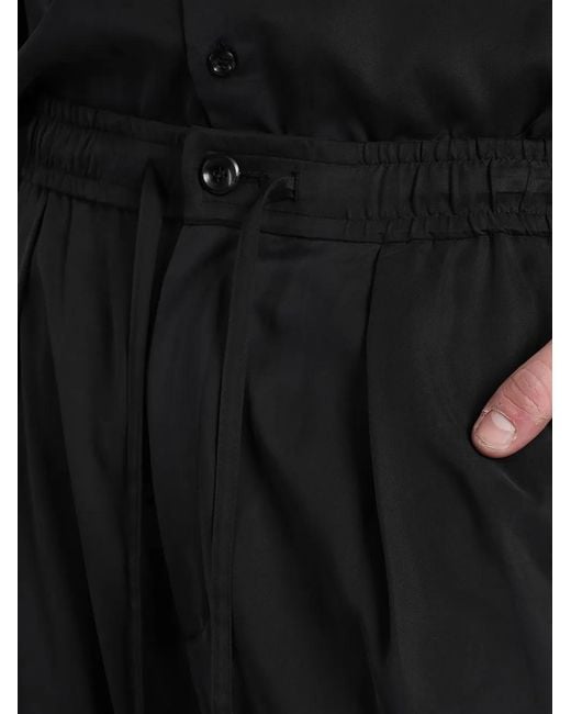 Attachment Black Pleated Drawstring Straight-Leg Trousers for men