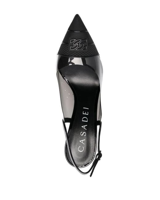 Casadei Metallic Blade Fluo Pvc Leather Pumps