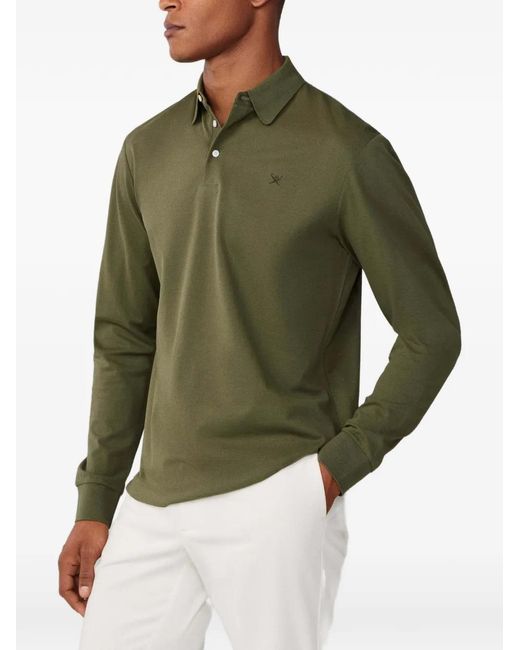 Hackett Green Long-Sleeve Embroidered Polo Shirt for men