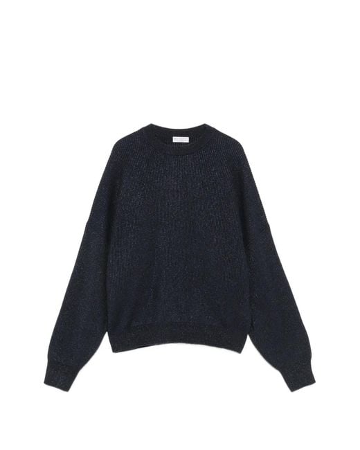 Brunello Cucinelli Blue Metallic-Effect Sweater