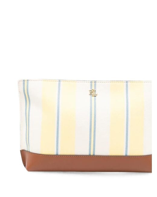 Ralph Lauren Natural Striped Leather-Trim Clutch Bag