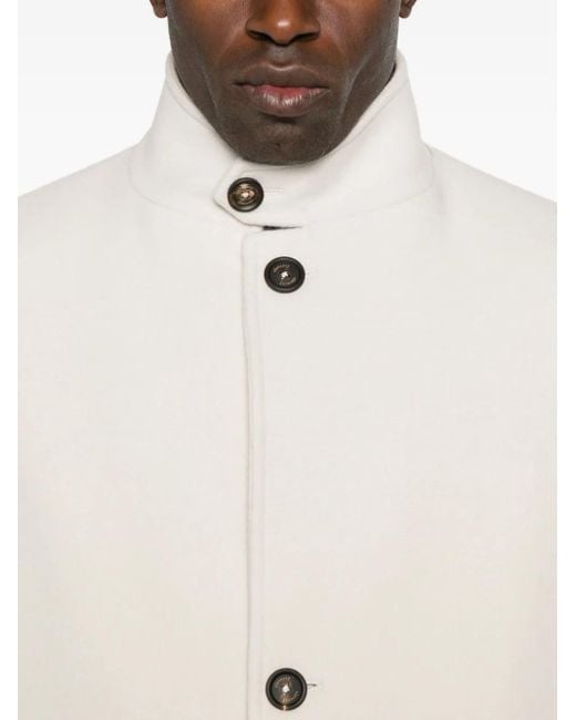 Eleventy White High-Neck Buttoned Coat for men