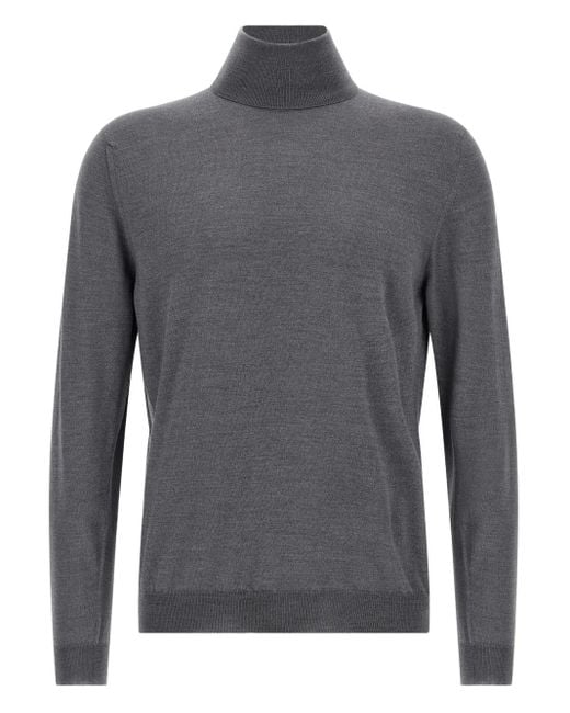 Jersey de manga larga con cuello alto Zanone de hombre de color Gray