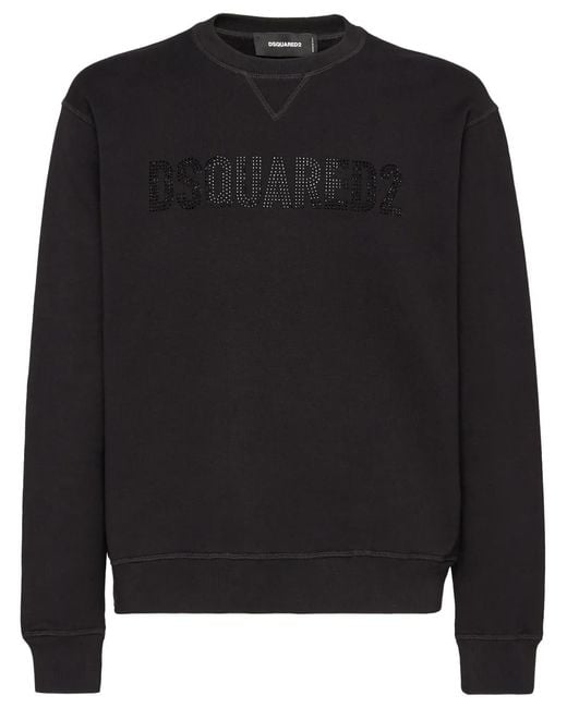 DSquared² Black Logo-Print Cotton Sweatshirt for men