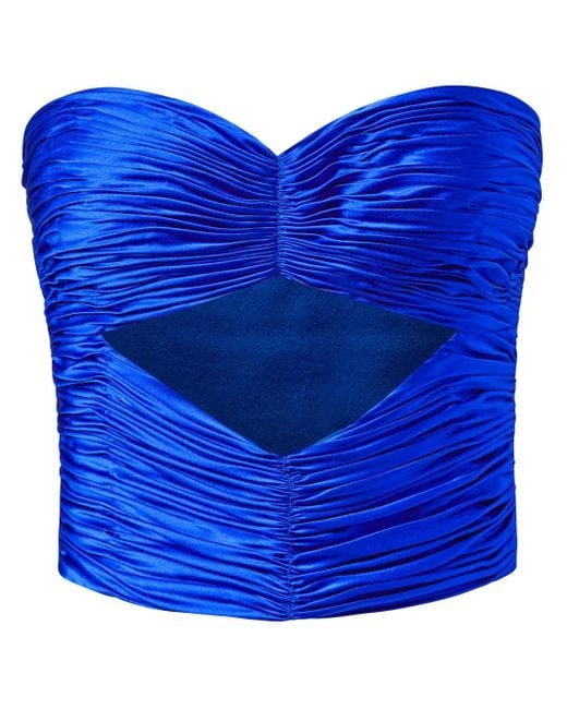 Alejandra Alonso Rojas Blue Cut-Out Bustier Top