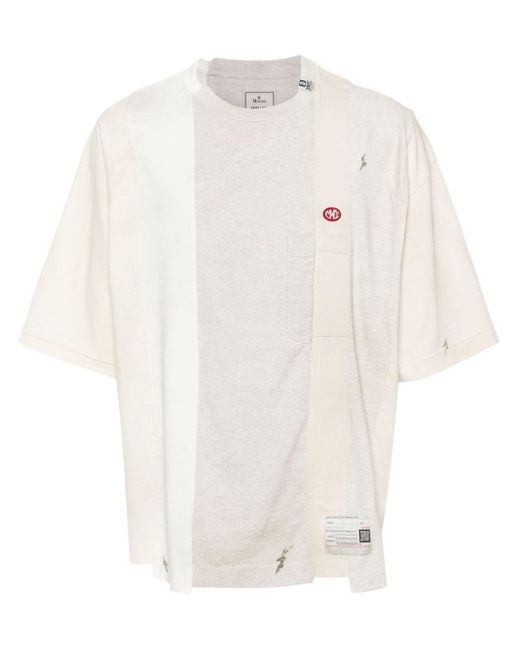 Maison Mihara Yasuhiro White Vertical Switching Cotton T-Shirt for men