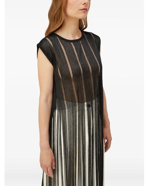 RETORI Black Embroidered Fringed Vest