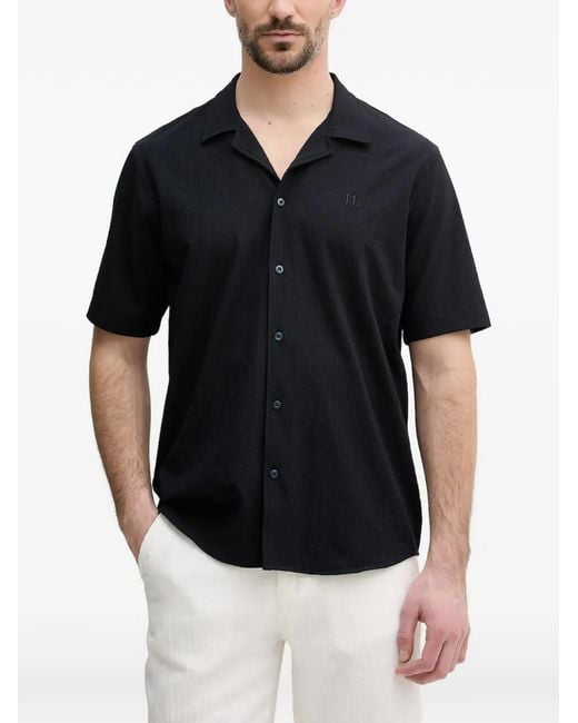 Karl Lagerfeld Black Logo-Embroidered Short-Sleeve Shirt for men