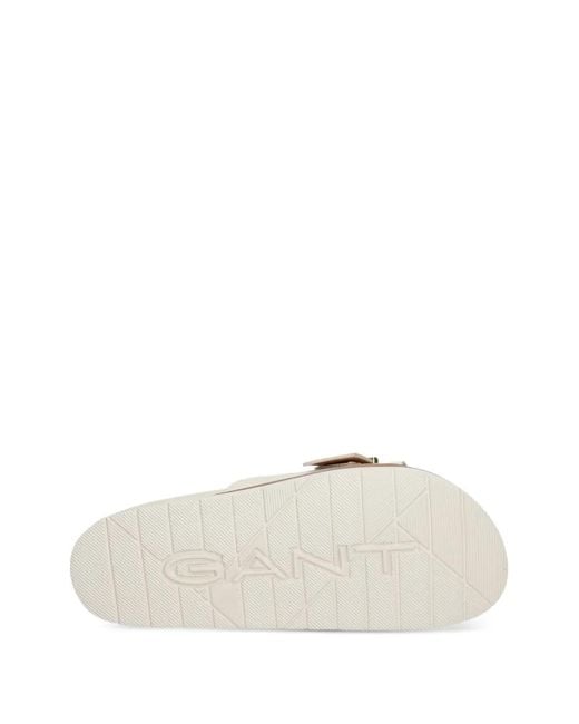 Gant White Buckle-Fastening Crossover-Strap Slides