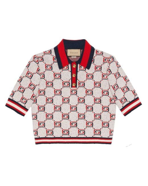 Gucci Red Cotton Jacquard GG Polo Shirt