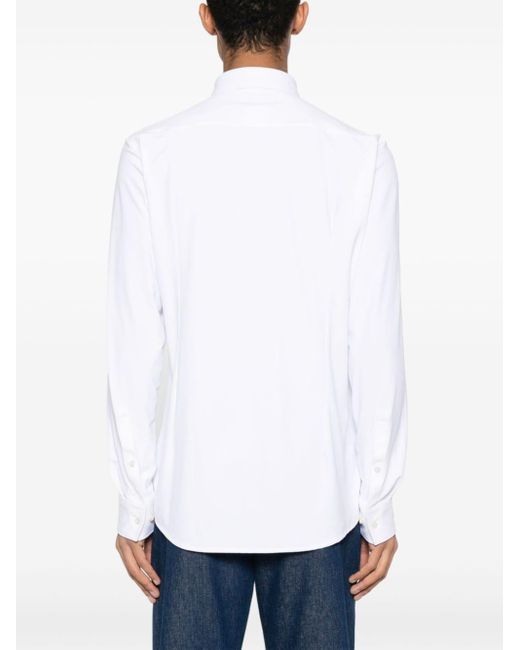 HUGO White Classic-collar Slim-cut Shirt for men