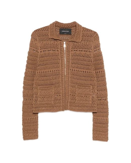 Fabiana Filippi Brown Zip-Up Cardigan