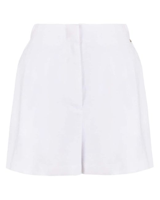 Armani Exchange White High-waist Pleated Tailored Shorts
