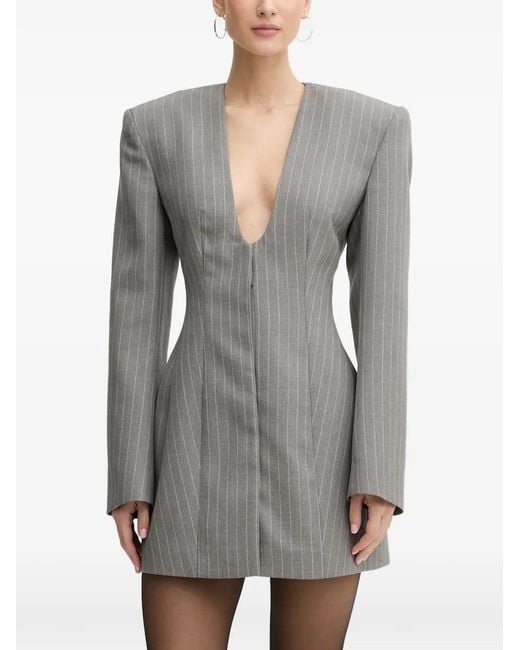 La Mania Gray Selvie Kleid mit V-Ausschnitt