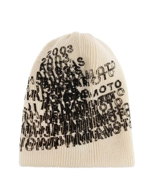 Y-3 Black Beanie Mit Print