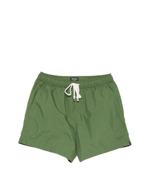 Zegna Green Short De Bain À Lien De Resserrage for men