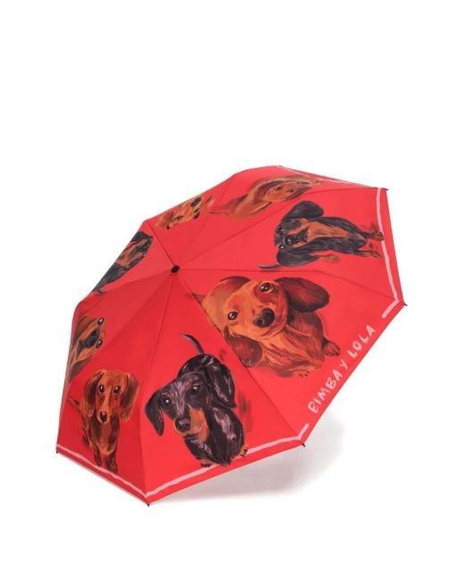 Bimba Y Lola Red Dachshund-Print Umbrella