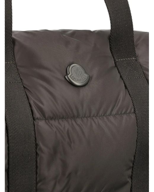 Moncler Black Quilted Logo-Patch Messenger Bag for men