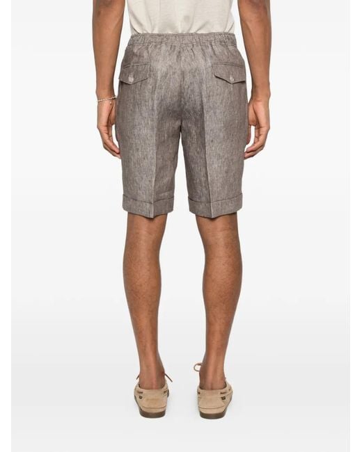 Barba Napoli Gray Drawstring Pleated Shorts for men