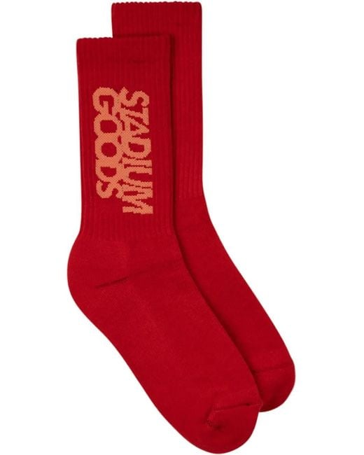 Stadium Goods Red Logo-Print Rose" Crew Socks