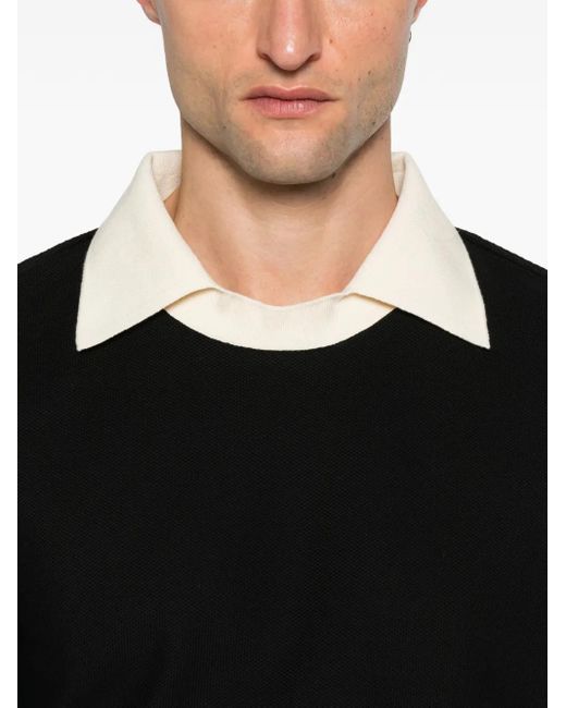 Lanvin Black Roun-Neck Collared T-Shirt for men