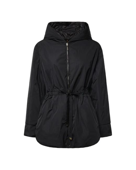 Max Mara Black The Cube Drawstring-Waist Parka Coat