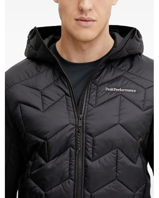 Peak Performance Black Quilted Hooded Jacket for men