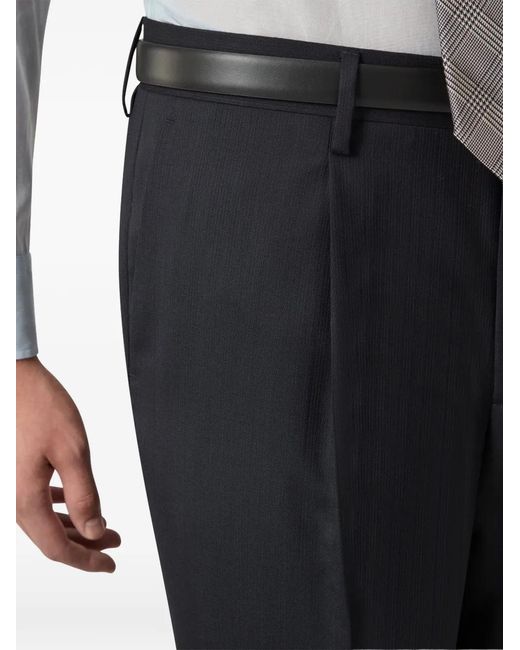 Lardini Black Double-Breasted Herringbone Suit for men