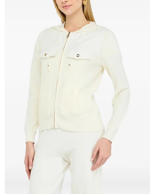 Liu Jo White Cable-Knit Zip-Up Hoodie