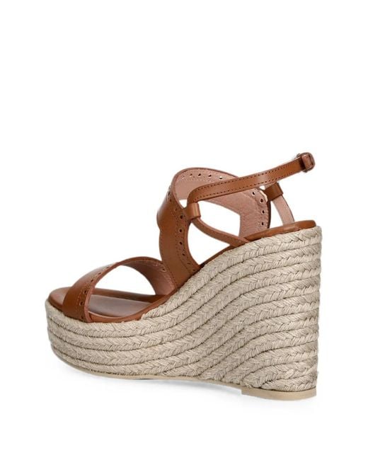 Pollini Brown Brogue-Detail Wedge Sandals