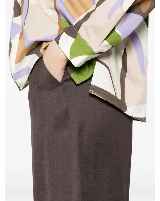 Marella Brown Pressed-Crease Trousers