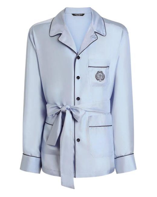 Dolce & Gabbana Gürtel-Hemd Im Pyjama-Stil Mit Brusttasche in Blue für Herren