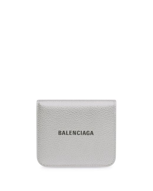 Balenciaga White Logo-print Metallic Wallet