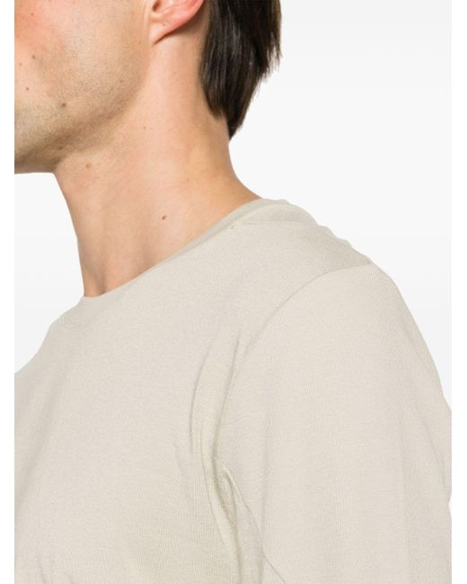 Thom Krom Jersey-T-Shirt mit geripptem Detail in Natural für Herren