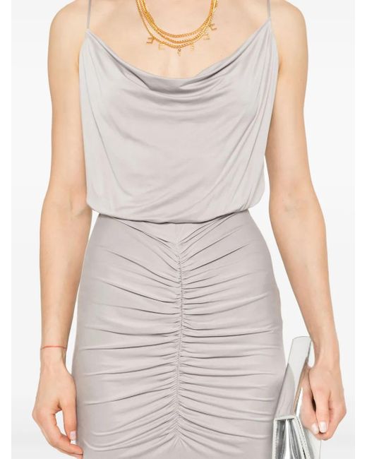 Elisabetta Franchi ギャザー ノースリーブドレス Gray