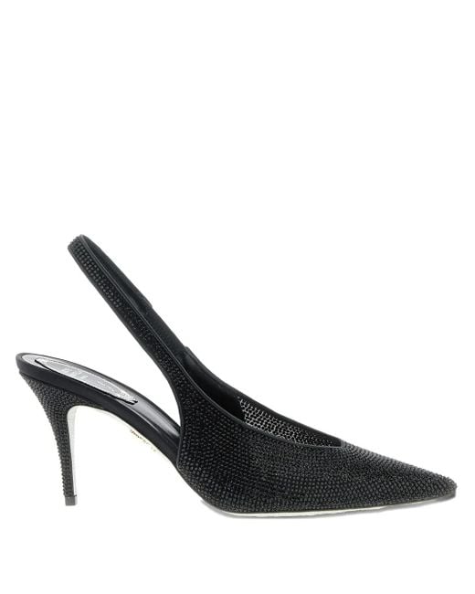 Escarpins Jinny 80 Mm À Bride Arrière Et Cristaux Appliqués Rene Caovilla en coloris Black