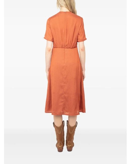 Zadig & Voltaire Orange Robe Rhodral À Coupe Mi-Longue
